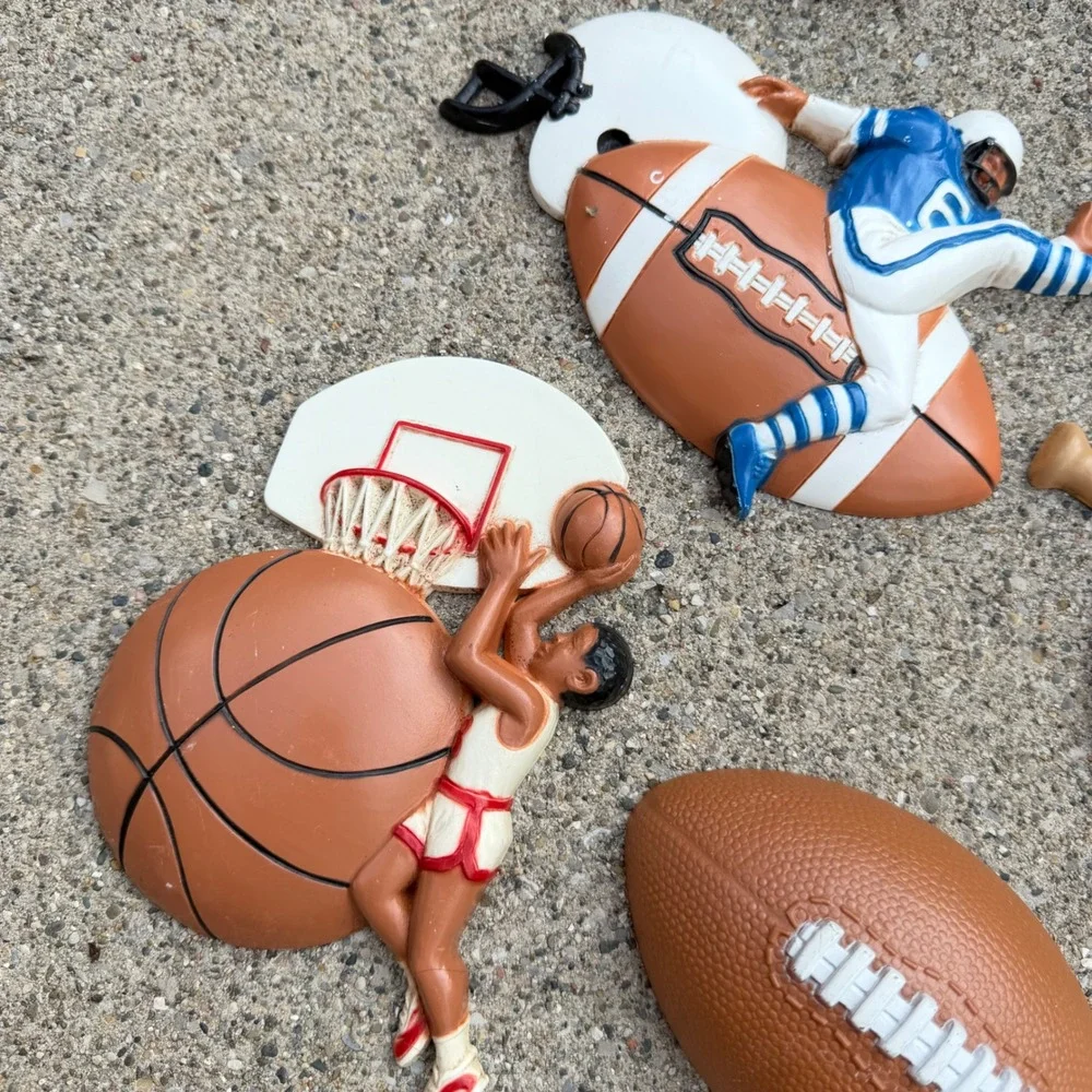 70s/80s Vintage Burwood Homco Sports Wall Decor 3D USA Made Plastic 13 Pieces